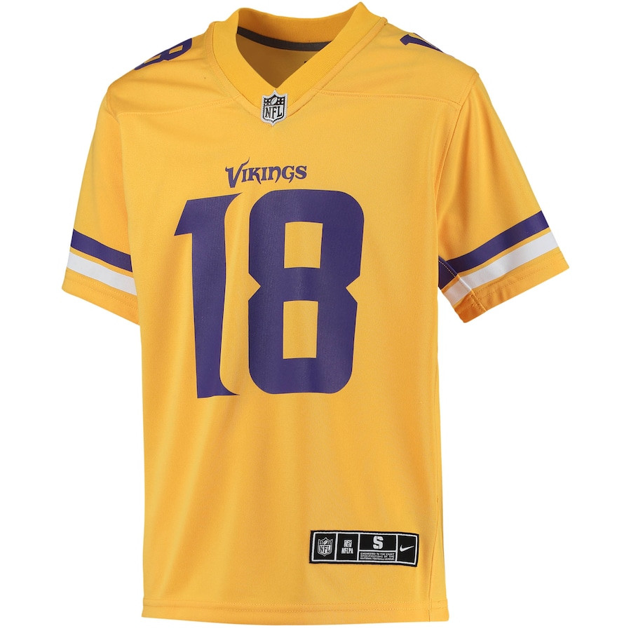 Justin Jefferson 18 Minnesota Vikings YOUTH Inverted Team Game Jersey - Gold JS6475 nicesnker - Image 2