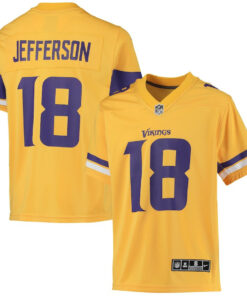Justin Jefferson 18 Minnesota Vikings YOUTH Inverted Team Game Jersey - Gold JS6475 nicesnker