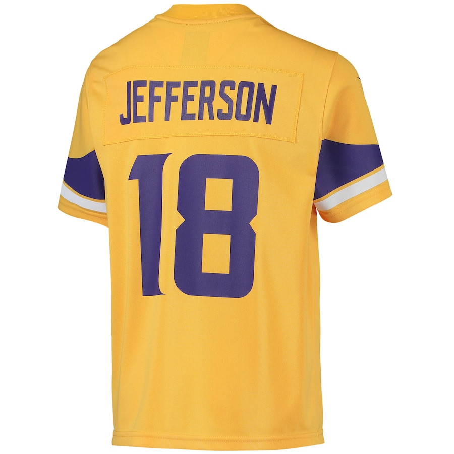 Justin Jefferson 18 Minnesota Vikings YOUTH Inverted Team Game Jersey - Gold JS6475 nicesnker - Image 3