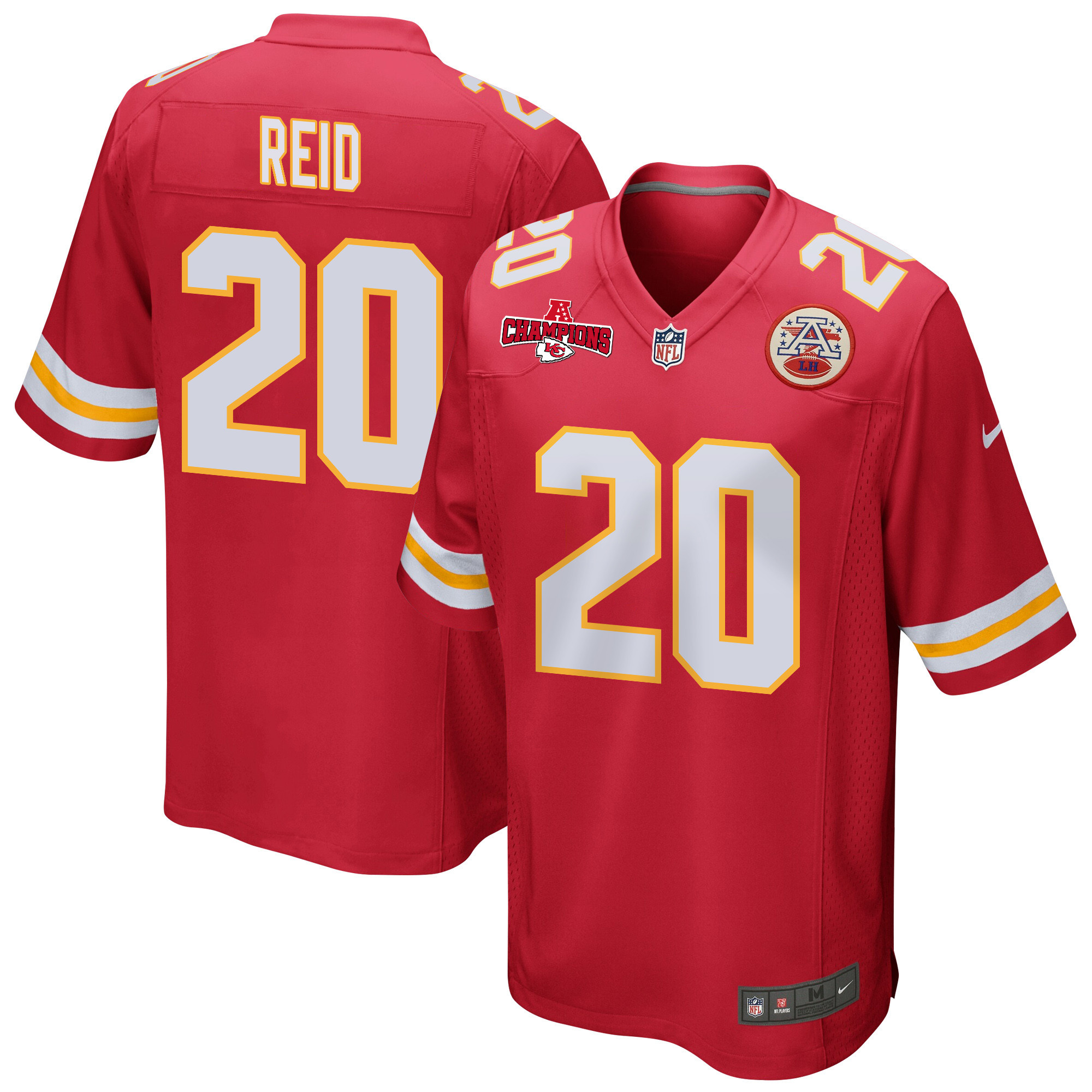 Justin Reid 20 Kansas City Chiefs AFC Champions Patch Game Men Jersey - Red JS1532 nicesnker