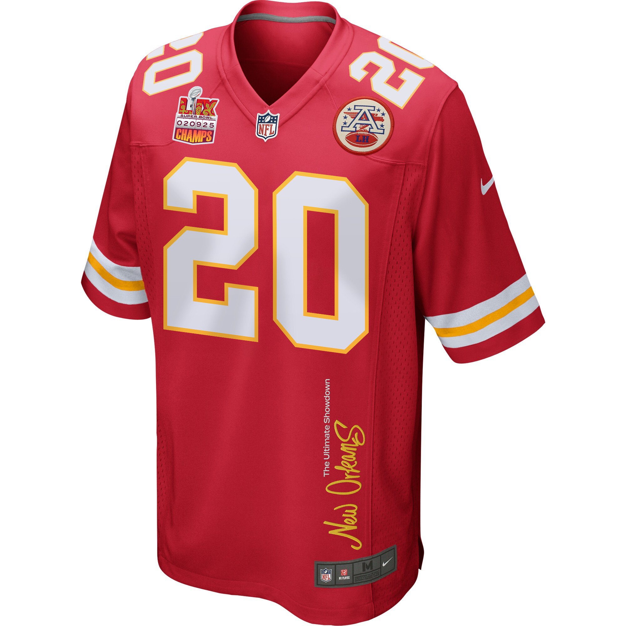 Justin Reid 20 Kansas City Chiefs Super Bowl LIX Champions Patch 'New Orleans - The Ultimate Showdown' EMBROIDERED Game Men Jersey - Red JS7373 nicesnker - Image 3
