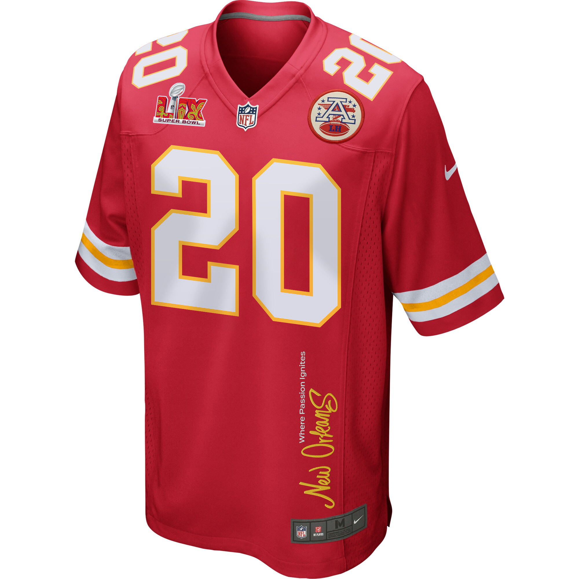 Justin Reid 20 Kansas City Chiefs Super Bowl LIX 'New Orleans - Where Passion Ignites' EMBROIDERED Game Men Jersey - Red JS6541 nicesnker - Image 3