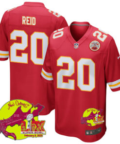 Justin Reid 20 Kansas City Chiefs Super Bowl LIX New Orleans Patch Game Men Jersey - Red JS8681 nicesnker