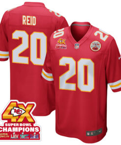 Justin Reid 20 Kansas City Chiefs Super Bowl LVIII Champions 4X Game Men Jersey - Red JS9089 nicesnker