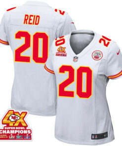 Justin Reid 20 Kansas City Chiefs Super Bowl LVIII Champions 4X Game Women Jersey - White JS3301 nicesnker