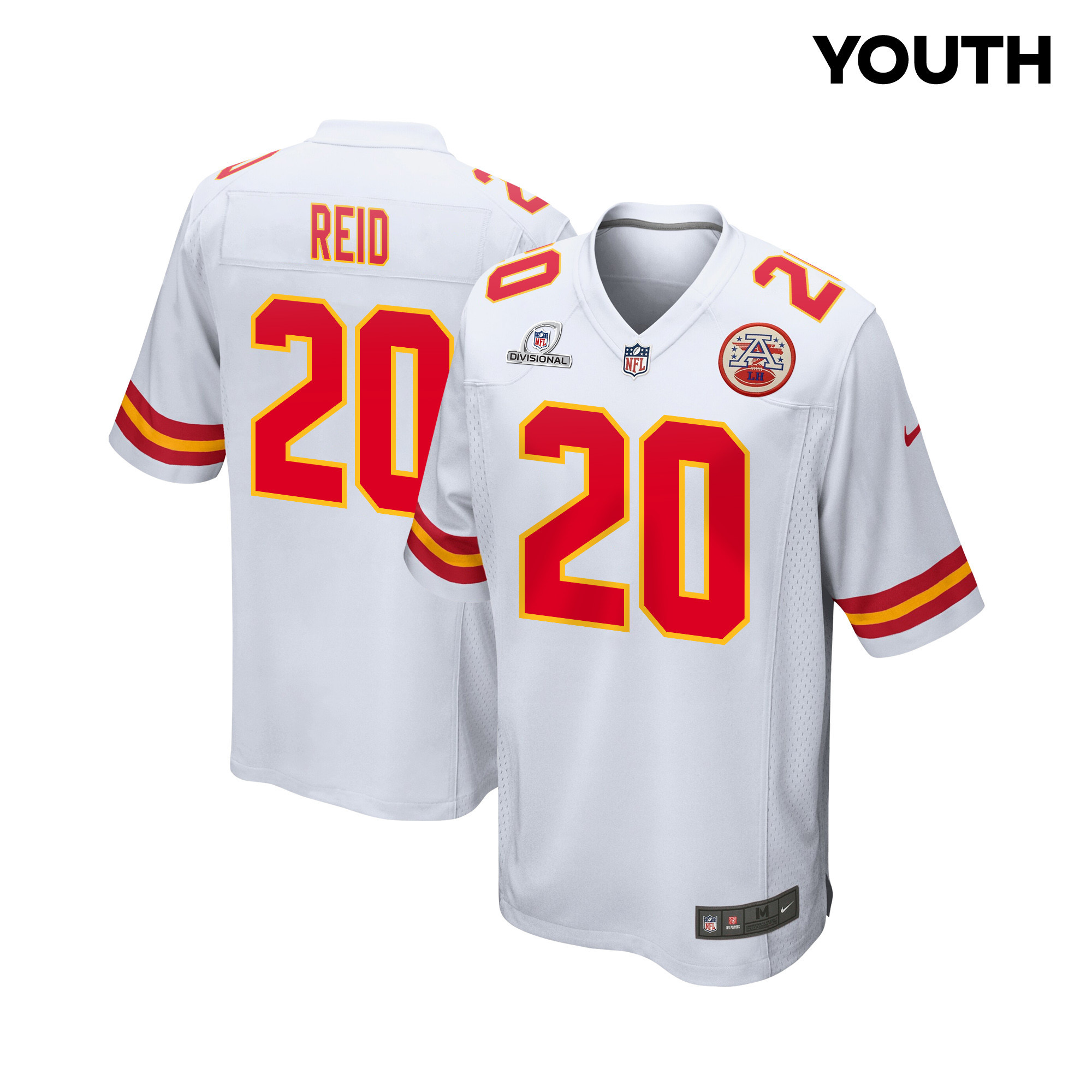 Justin Reid 20 Kansas City Chiefs Super Bowl LVIII Patch Game YOUTH Jersey - White JS4048 nicesnker
