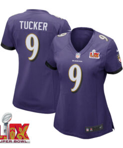 Justin Tucker #9 Baltimore Ravens Super Bowl LIX Women's Jersey - Purple JS1696 nicesnker