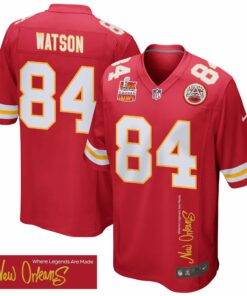 Justin Watson 84 Kansas City Chiefs Super Bowl LIX Champions Patch 'New Orleans - Where Legends Are Made' EMBROIDERED Game Men Jersey - Red JS7105 nicesnker