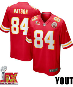 Justin Watson #84 Kansas City Chiefs Super Bowl LIX YOUTH Jersey - Red JS1439 nicesnker