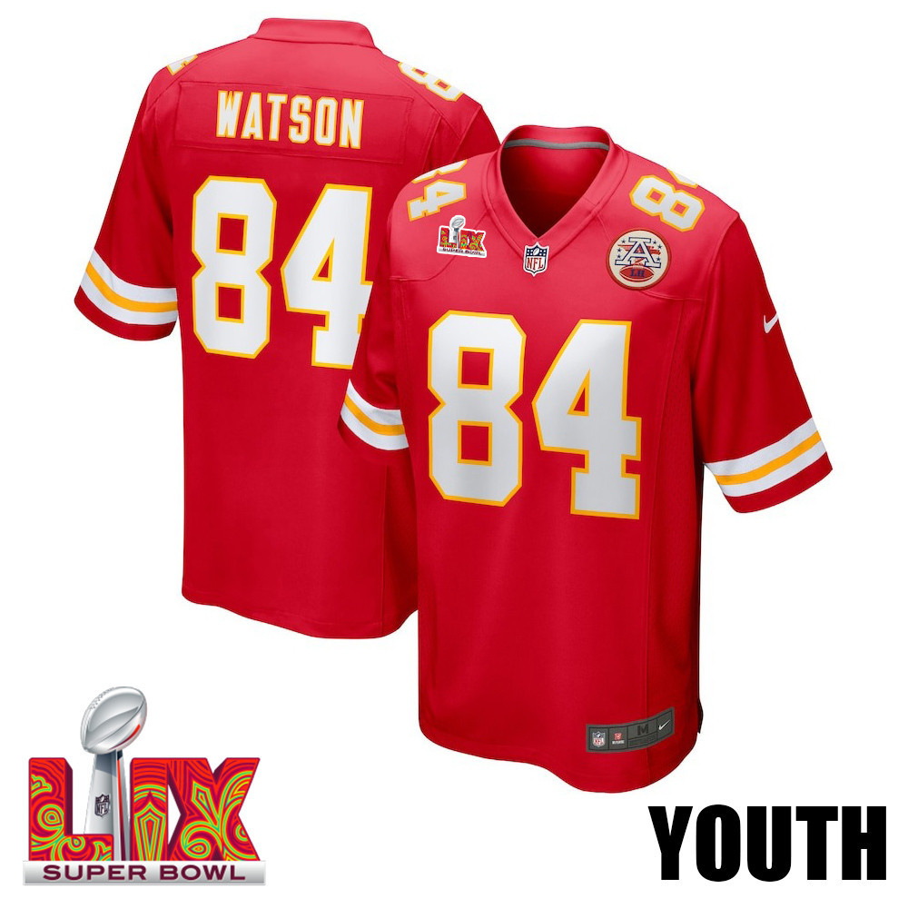 Justin Watson #84 Kansas City Chiefs Super Bowl LIX YOUTH Jersey - Red JS1439 nicesnker