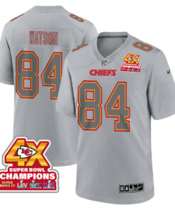 Justin Watson 84 Kansas City Chiefs Super Bowl LVIII Champions 4X Atmosphere Fashion Game Men Jersey - Gray JS7878 nicesnker