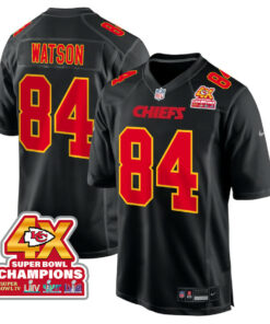 Justin Watson 84 Kansas City Chiefs Super Bowl LVIII Champions 4X Fashion Game Men Jersey - Carbon Black JS7430 nicesnker