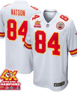 Justin Watson 84 Kansas City Chiefs Super Bowl LVIII Champions 4X Game Men Jersey - White JS9954 nicesnker
