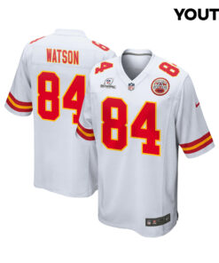 Justin Watson 84 Kansas City Chiefs Super Bowl LVIII Patch Game YOUTH Jersey - White JS9067 nicesnker