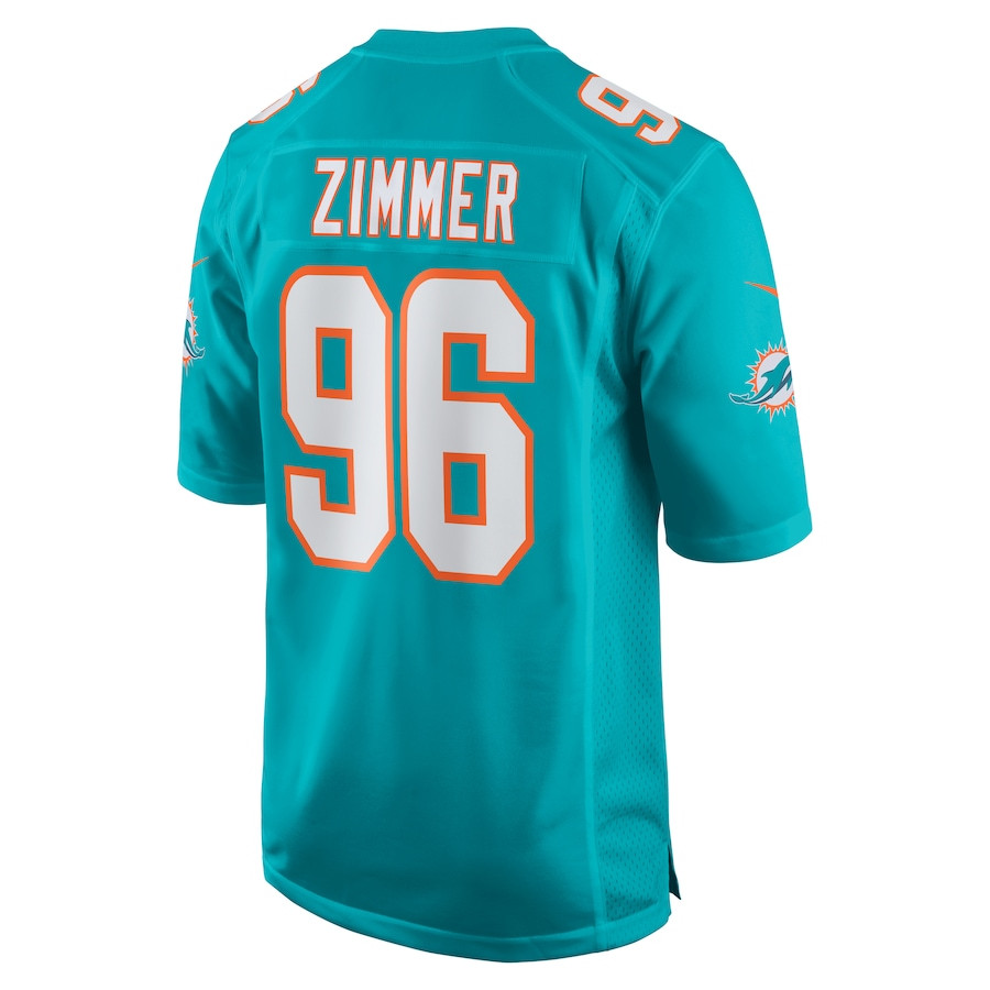 Justin Zimmer 96 Miami Dolphins Men Home Game Jersey - Aqua JS1785 nicesnker - Image 3