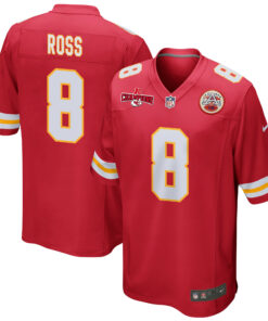Justyn Ross 8 Kansas City Chiefs AFC Champions Patch Game Men Jersey - Red JS2792 nicesnker