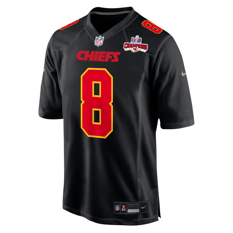 Justyn Ross 8 Kansas City Chiefs Super Bowl LVIII Champions 4 Stars Patch Fashion Game Men Jersey - Carbon Black JS7055 nicesnker - Image 2