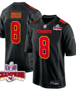 Justyn Ross 8 Kansas City Chiefs Super Bowl LVIII Champions 4 Stars Patch Fashion Game Men Jersey - Carbon Black JS7055 nicesnker