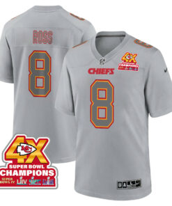 Justyn Ross 8 Kansas City Chiefs Super Bowl LVIII Champions 4X Atmosphere Fashion Game Men Jersey - Gray JS6615 nicesnker