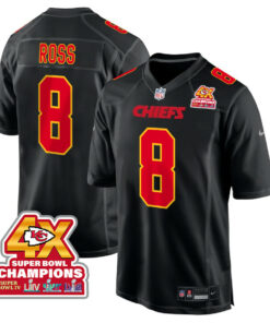 Justyn Ross 8 Kansas City Chiefs Super Bowl LVIII Champions 4X Fashion Game Men Jersey - Carbon Black JS2698 nicesnker