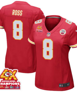 Justyn Ross 8 Kansas City Chiefs Super Bowl LVIII Champions 4X Game Women Jersey - Red JS6102 nicesnker