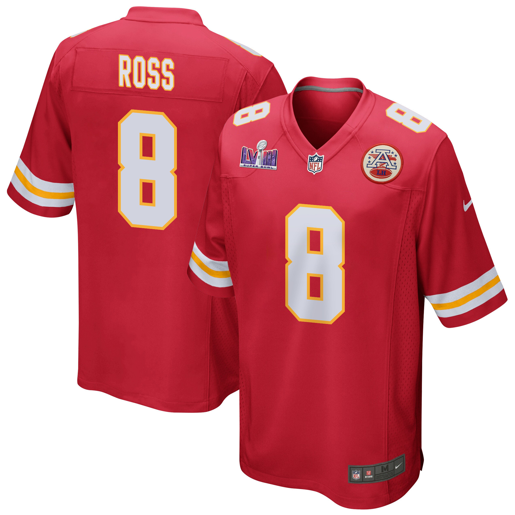 Justyn Ross 8 Kansas City Chiefs Super Bowl LVIII Patch Game Men Jersey - Red JS7545 nicesnker