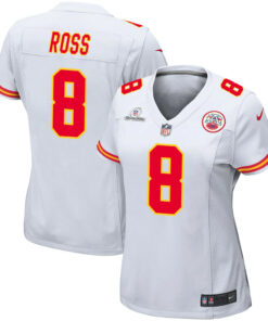 Justyn Ross 8 Kansas City Chiefs Super Bowl LVIII Patch Game Women Jersey - White JS4330 nicesnker