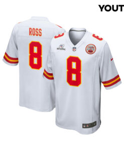 Justyn Ross 8 Kansas City Chiefs Super Bowl LVIII Patch Game YOUTH Jersey - White JS1610 nicesnker
