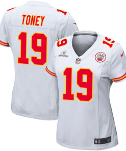 Kadarius Toney 19 Kansas City Chiefs Super Bowl LVIII Patch Game Women Jersey - White JS6435 nicesnker