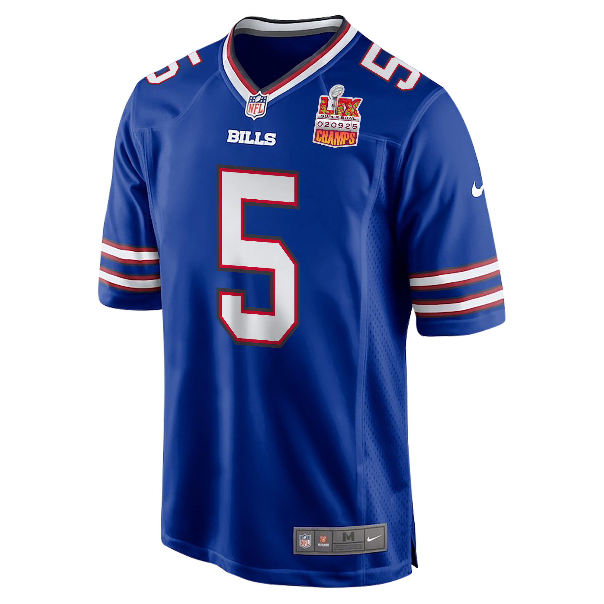 Kaiir Elam 5 Buffalo Bills Super Bowl LIX Champions Patch Game Men Jersey - Royal JS8932 nicesnker - Image 3