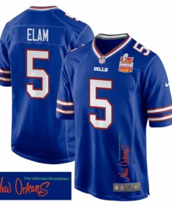 Kaiir Elam 5 Buffalo Bills Super Bowl LIX Champions Patch 'New Orleans - The Ultimate Showdown' EMBROIDERED Game Men Jersey - Royal JS4687 nicesnker