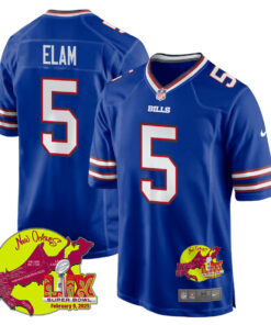 Kaiir Elam 5 Buffalo Bills Super Bowl LIX New Orleans Patch Game Men Jersey - Royal JS6608 nicesnker