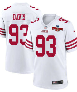 Kalia Davis 93 San Francisco 49ers NFC Champions Patch Game Men Jersey - White JS4217 nicesnker
