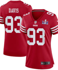 Kalia Davis 93 San Francisco 49ers Super Bowl LVIII Patch Game Women Jersey - Scarlet JS8559 nicesnker