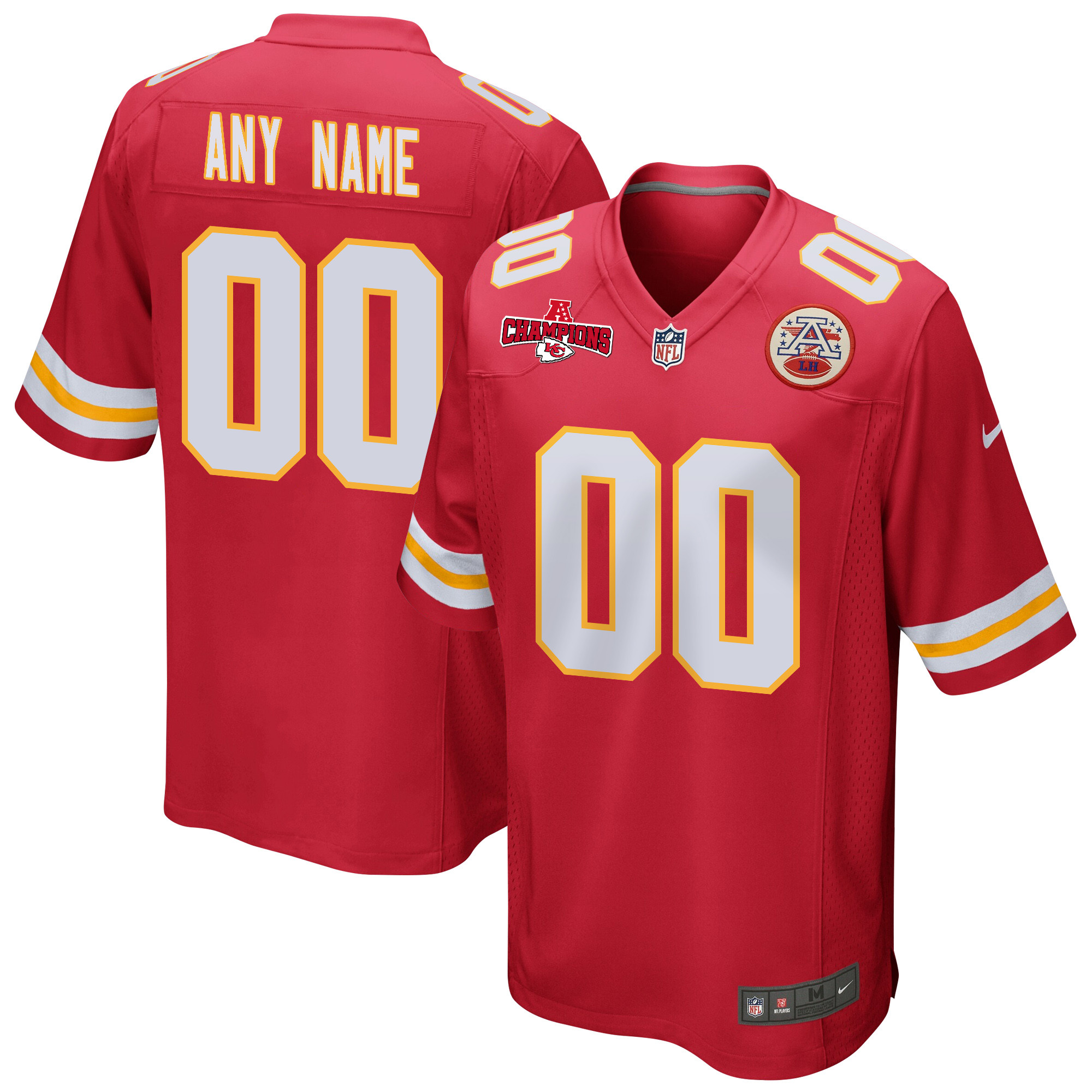 Kansas City Chiefs AFC Champions Patch Game Men Custom Jersey - Red JS3480 nicesnker