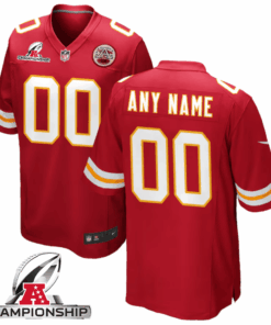 Kansas City Chiefs AFC Championship Patch Game Men Custom Jersey - Red JS7578 nicesnker
