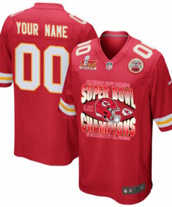 Kansas City Chiefs Super Bowl LIX Champions Helmet Game Men Custom Jersey - Red JS7482 nicesnker