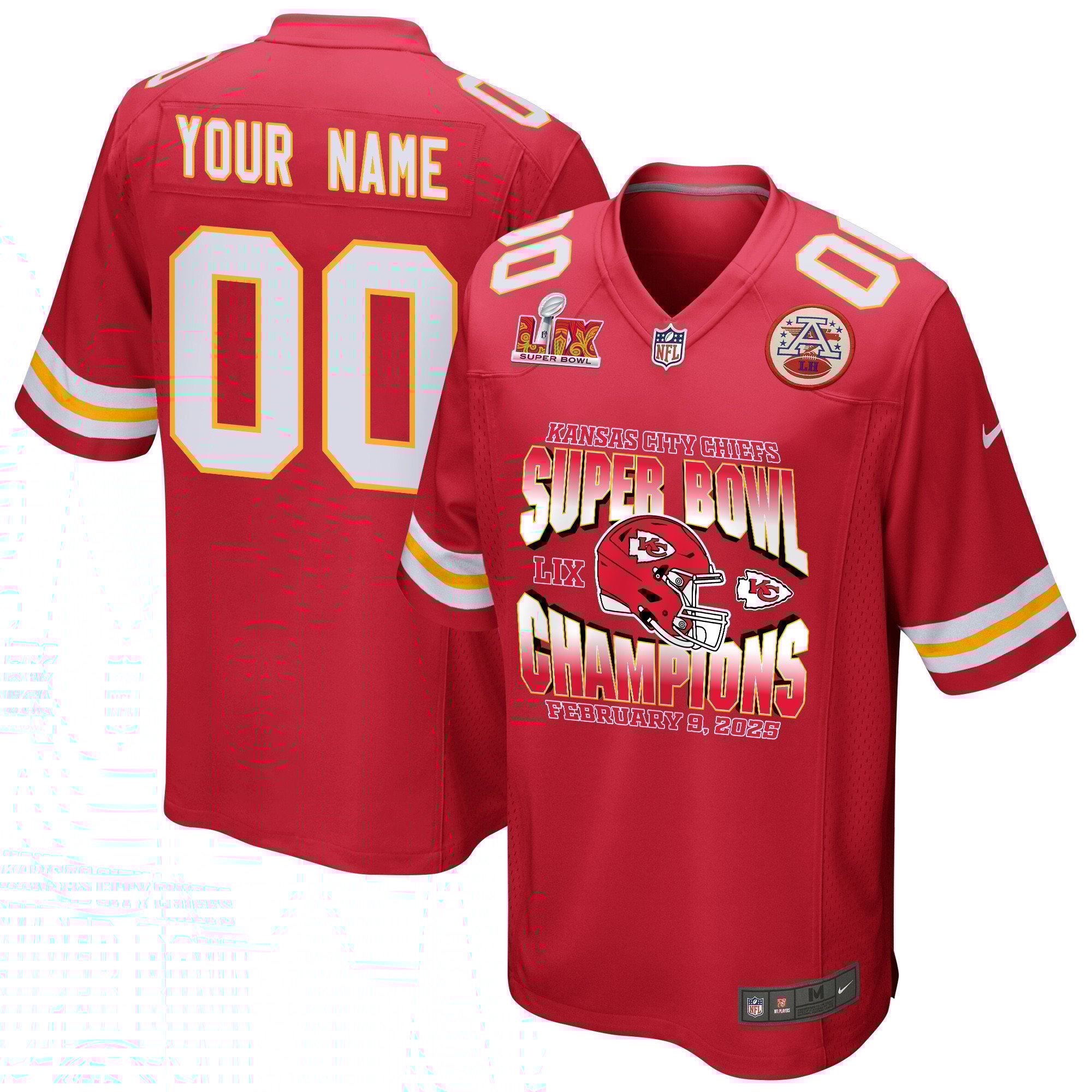 Kansas City Chiefs Super Bowl LIX Champions Helmet Game Men Custom Jersey - Red JS7482 nicesnker