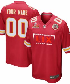 Kansas City Chiefs Super Bowl LIX Champions Simple Style V2 Game Men Custom Jersey - Red JS8027 nicesnker