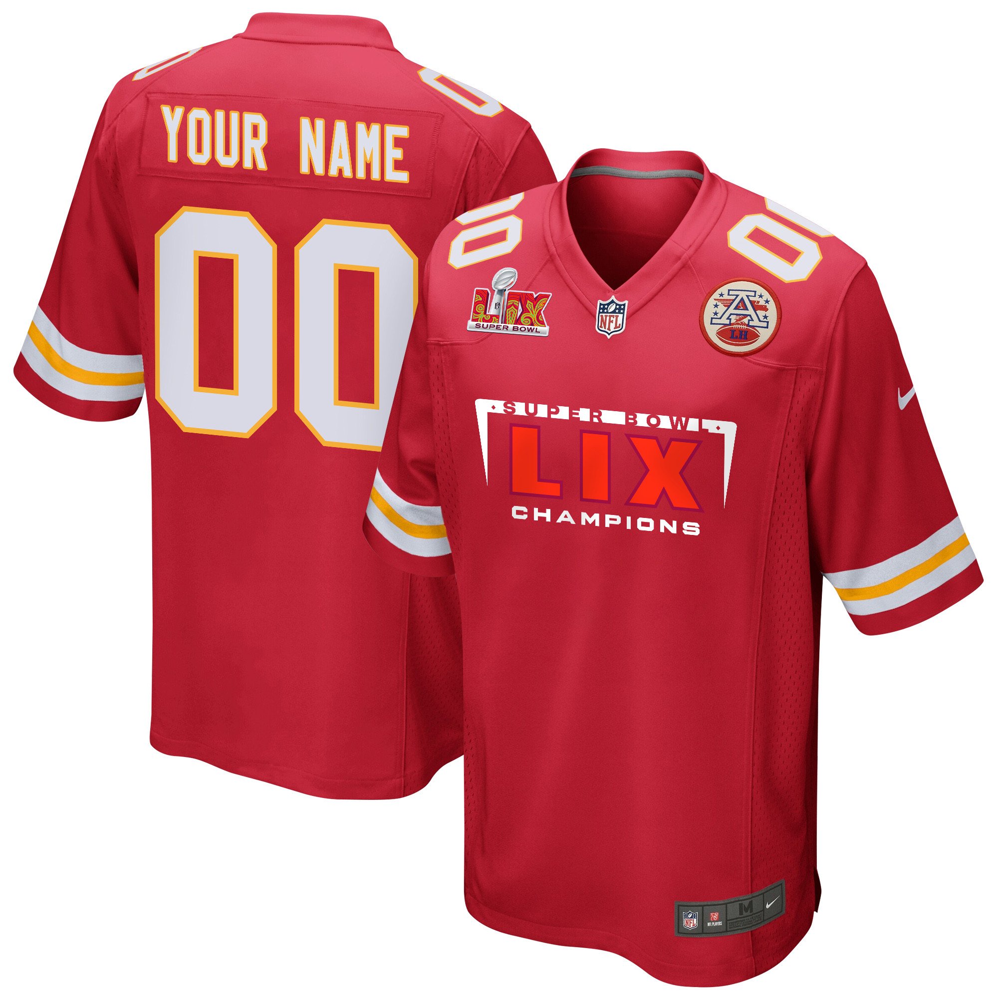 Kansas City Chiefs Super Bowl LIX Champions Simple Style V2 Game Men Custom Jersey - Red JS8027 nicesnker