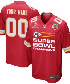 Kansas City Chiefs Super Bowl LIX Champions Straight Text Game Men Custom Jersey - Red JS7413 nicesnker