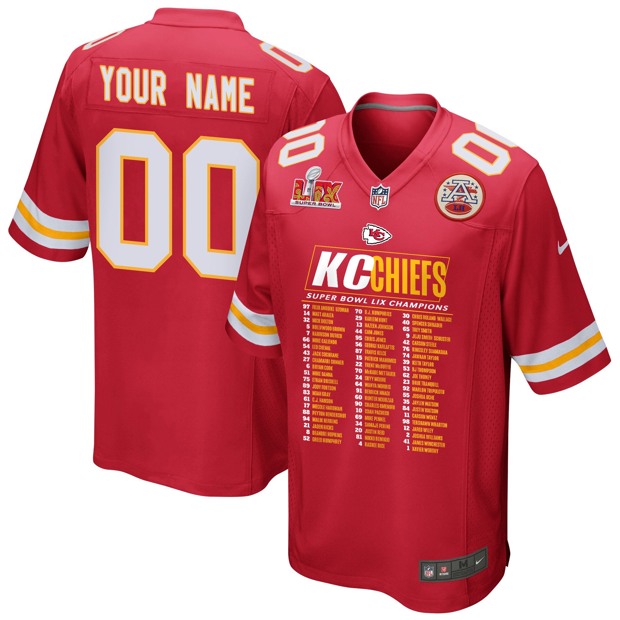 Kansas City Chiefs Super Bowl LIX Chiefs Roster Game Men Jersey - Red JS1253 nicesnker
