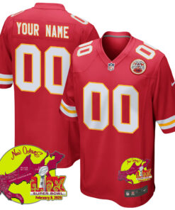 Kansas City Chiefs Super Bowl LIX New Orleans Patch Game Men Custom Jersey - Red JS6352 nicesnker