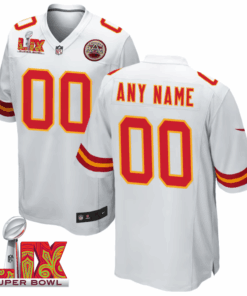 Kansas City Chiefs Super Bowl LIX Patch Game Men Custom Jersey - White JS1721 nicesnker