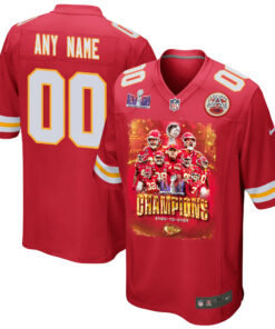 Kansas City Chiefs Super Bowl LVIII Back To Back Game Custom Men Jersey - Scarlet JS7826 nicesnker