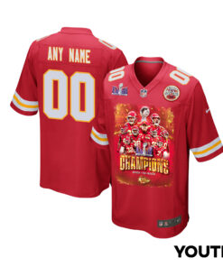 Kansas City Chiefs Super Bowl LVIII Back To Back Game YOUTH Jersey - Scarlet JS2520 nicesnker
