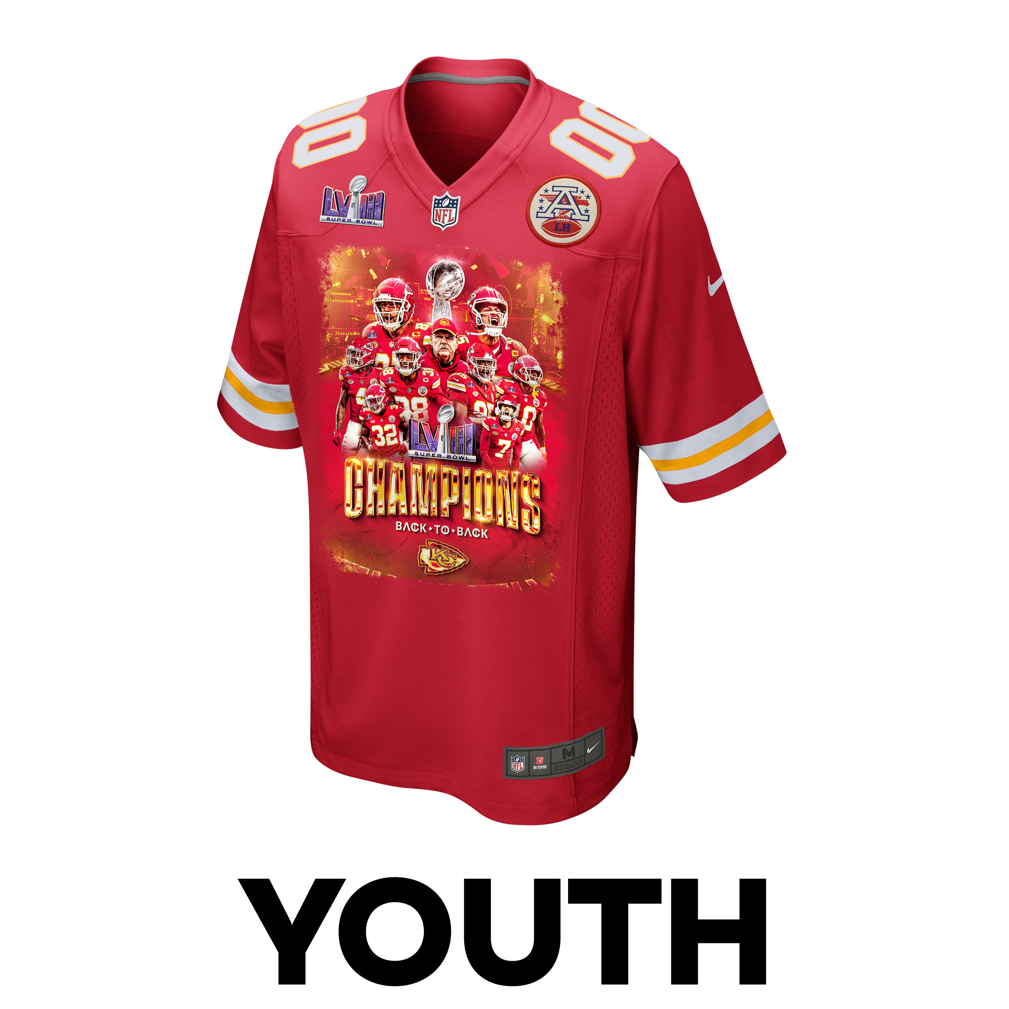 Kansas City Chiefs Super Bowl LVIII Back To Back Game YOUTH Jersey - Scarlet JS2520 nicesnker - Image 3