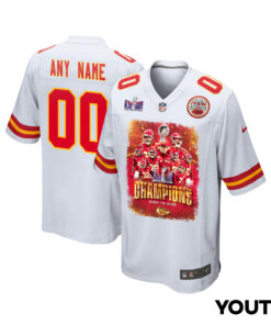 Kansas City Chiefs Super Bowl LVIII Back To Back Game YOUTH Jersey - White JS7578 nicesnker