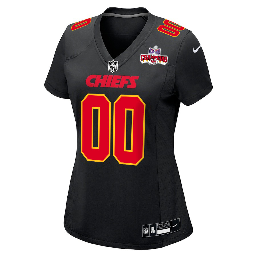 Kansas City Chiefs Super Bowl LVIII Champions 4 Stars Patch Fashion Game Custom Women Jersey - Carbon Black JS6756 nicesnker - Image 2