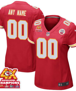 Kansas City Chiefs Super Bowl LVIII Champions 4X Game Custom Women Jersey - Red JS7616 nicesnker